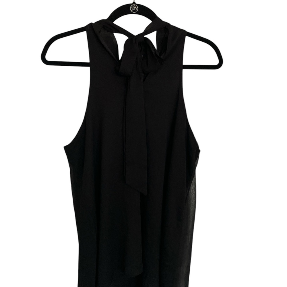 Black Sleeveless Tank Top with Tie Front